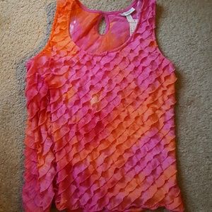 DressBarn Tropical TieDye Ruffle Shell